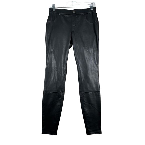 HUE Pants Womens Small Black Leatherette Leggings Faux Vegan Leather Gothic Punk - Picture 1 of 9